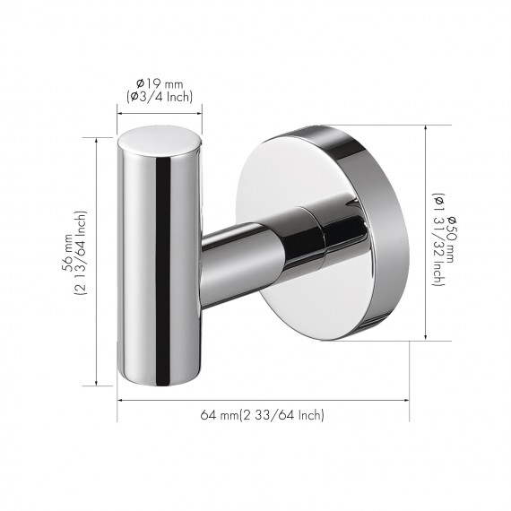 SUS 304 Stainless Steel Coat Hook Towel Robe Clothes Hook for Bath Kitchen Garage Heavy Duty Wall Mounted, Polished Finish 2 Pack, A2164-P2
